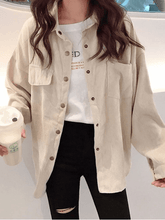 Langärmlige Cordbluse mit Knöpfen